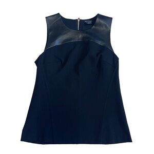 Club Monaco Black Leather Accent Sleeveless Top US S